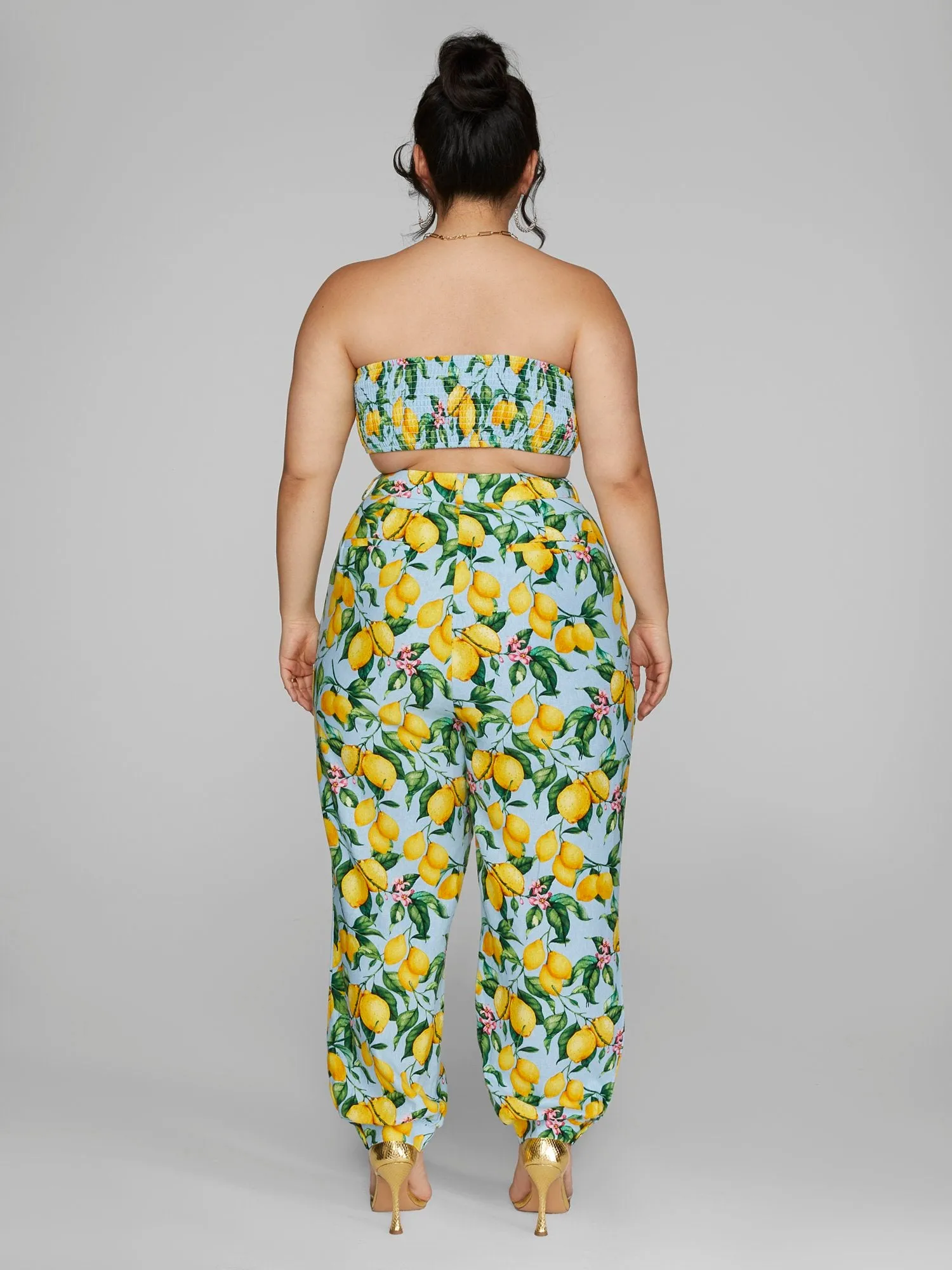 Skye Lemon Print Jogger Style Pants
