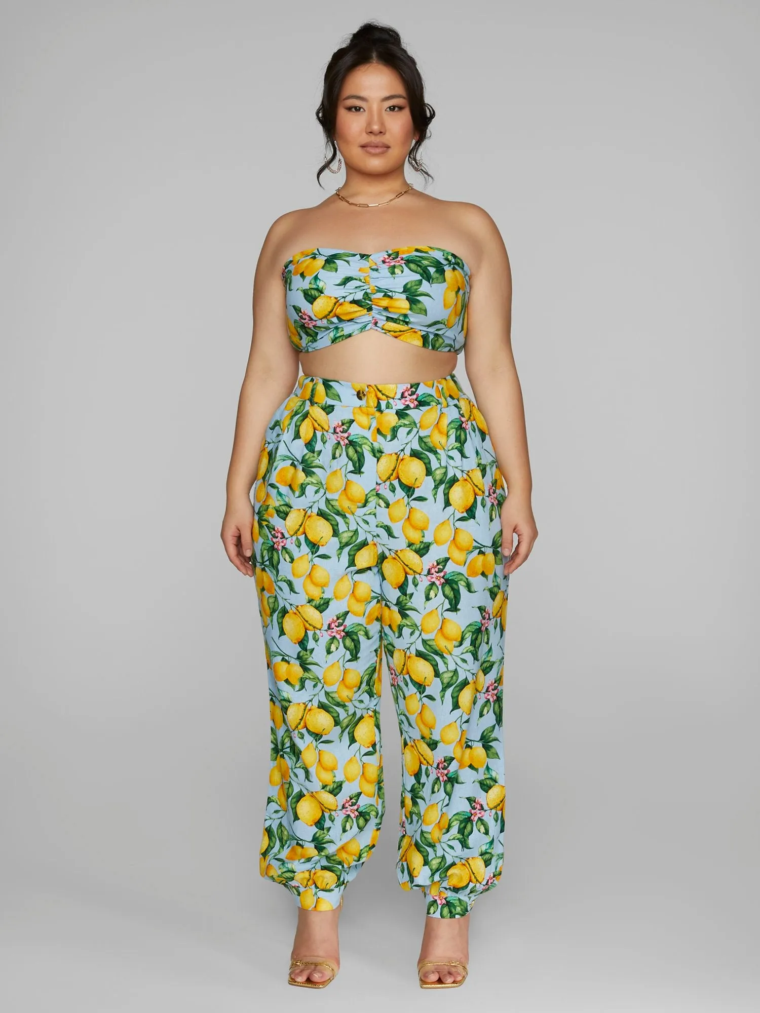 Skye Lemon Print Jogger Style Pants