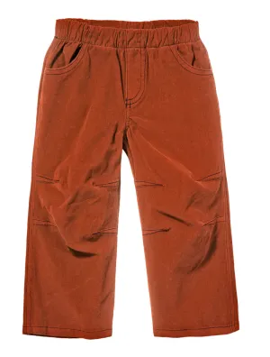 Soft Stretch Cord Pants With Knee Articulation - Contrast Stitch | Rust