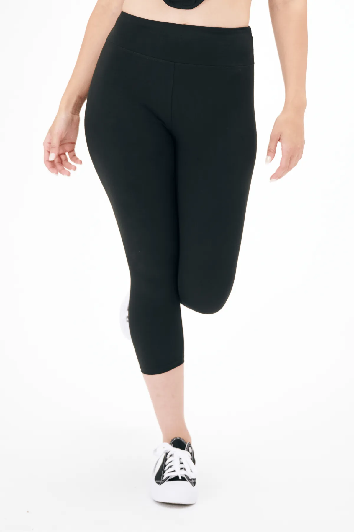 Solid Black Capri with Yoga Band