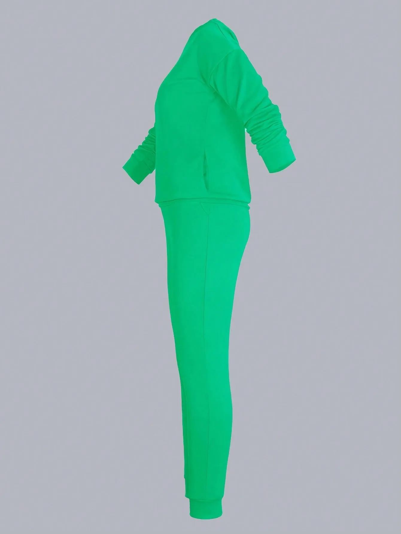 Solid Drop Shoulder Slant Pocket Sweatshirt & Sweatpants