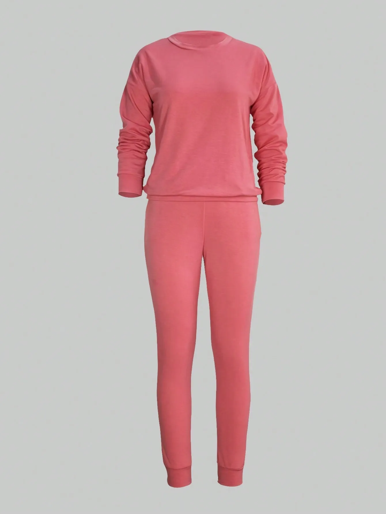 Solid Drop Shoulder Slant Pocket Sweatshirt & Sweatpants