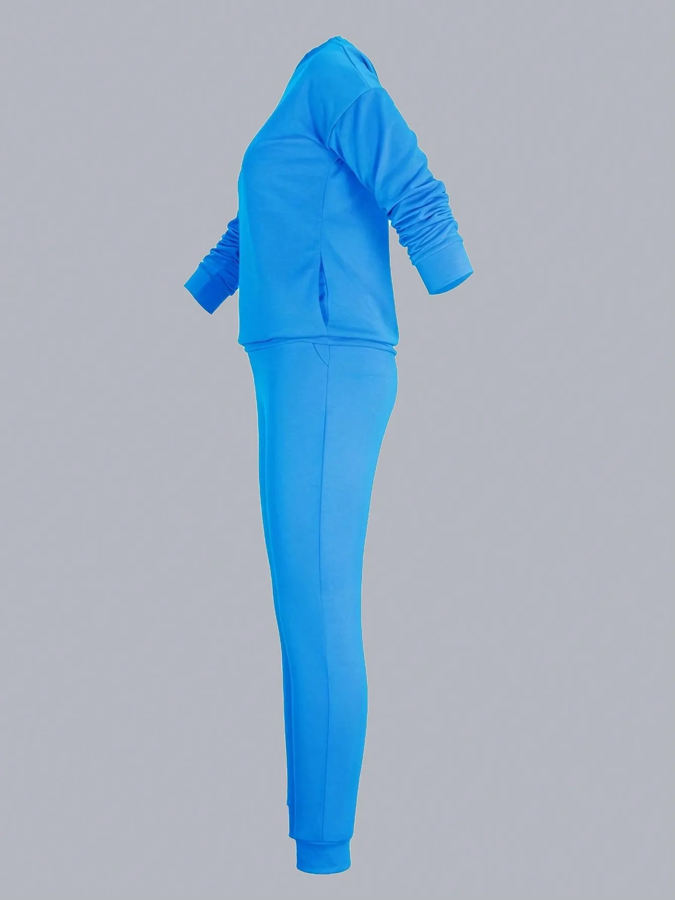 Solid Drop Shoulder Slant Pocket Sweatshirt & Sweatpants