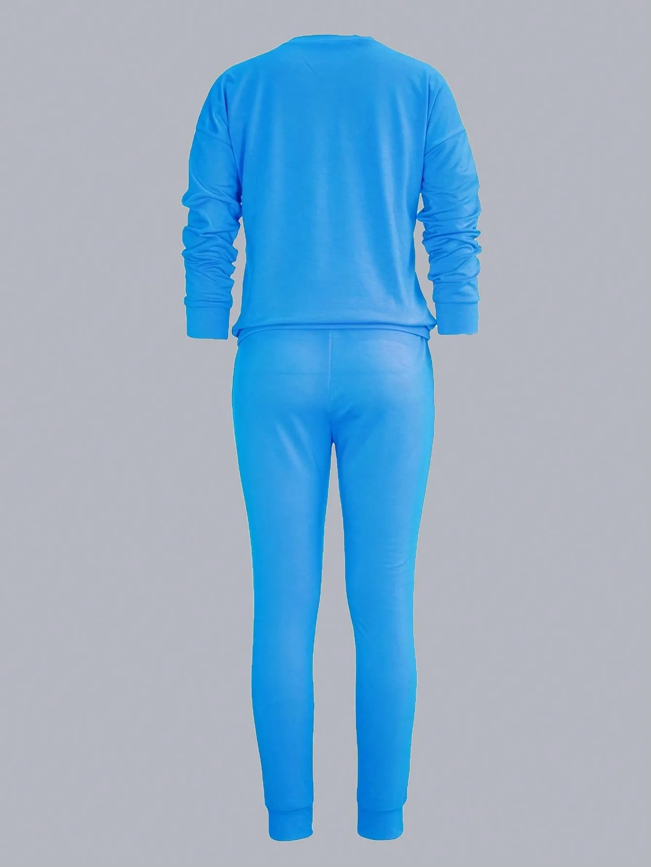 Solid Drop Shoulder Slant Pocket Sweatshirt & Sweatpants