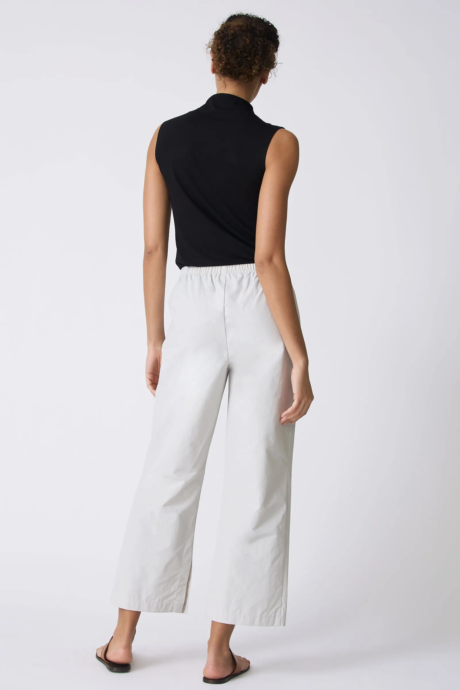 Split Hem Capri - Stone Broadcloth