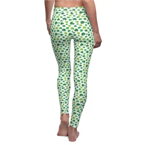 St Patricks Day Shamrock Womens Leggings Stretch Pants - Saiko Studio