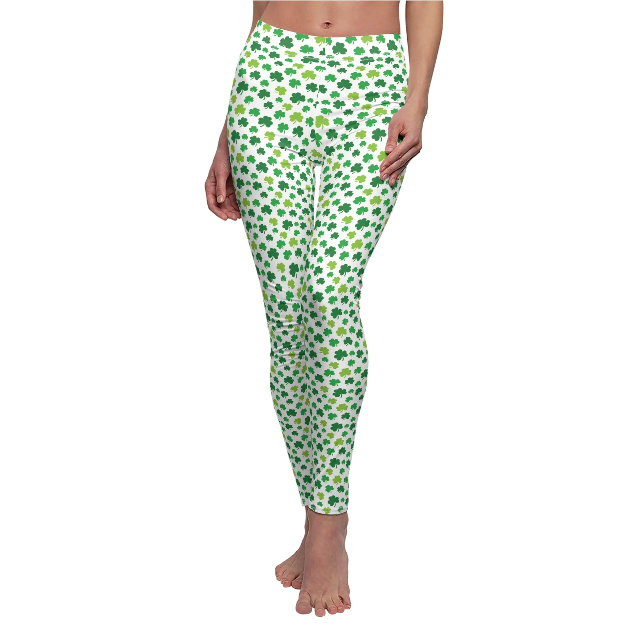 St Patricks Day Shamrock Womens Leggings Stretch Pants - Saiko Studio