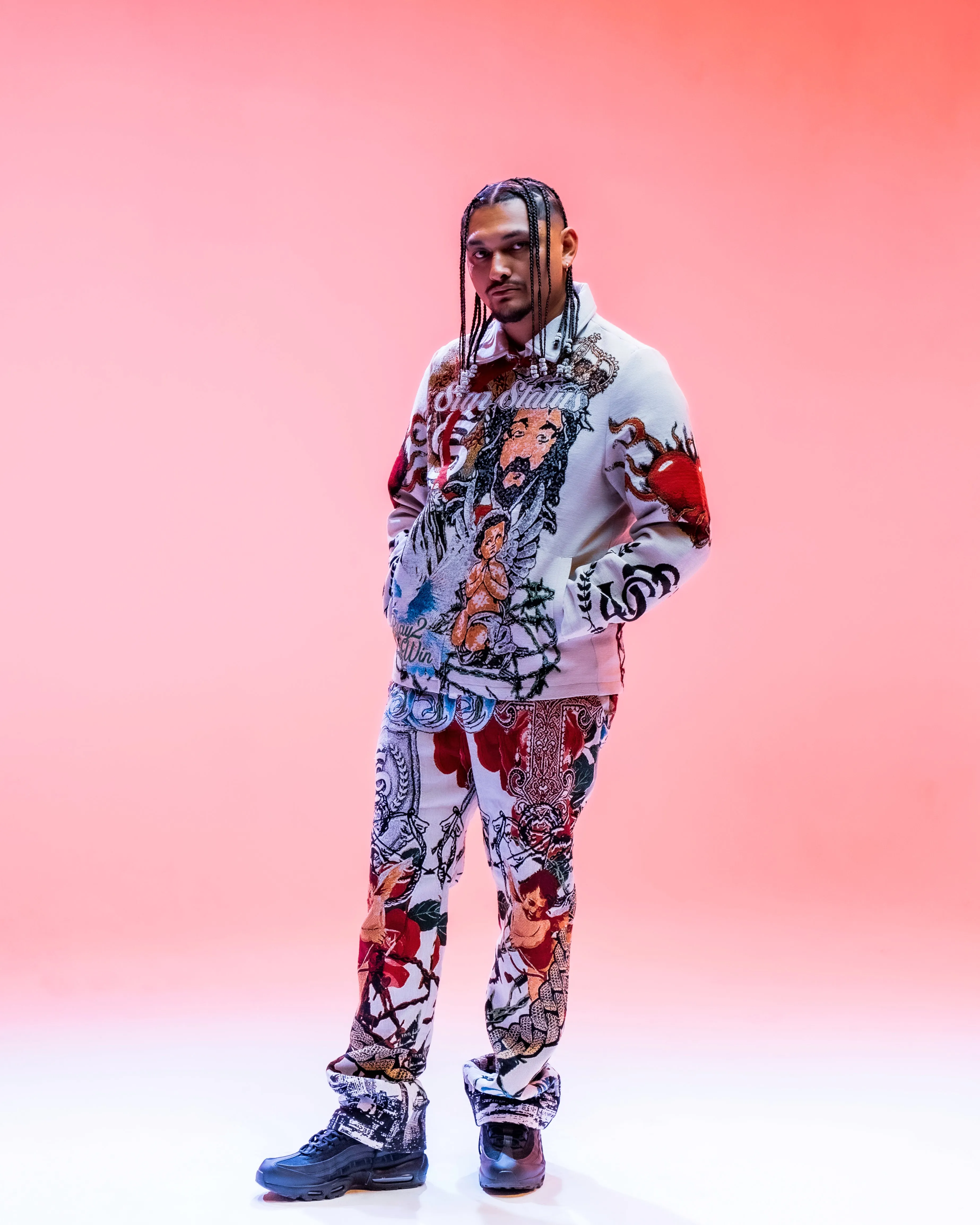 Star Status Jacket Sweatpants Set in Tan Brown