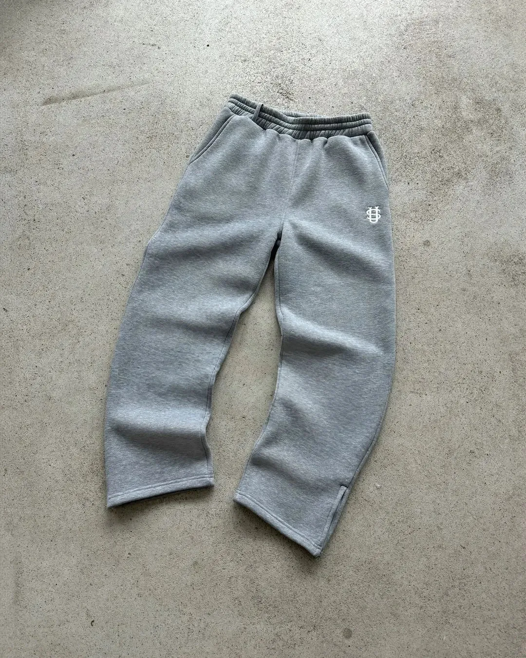 Stretch Rope Zipper Sweatpants Solid Color Casual