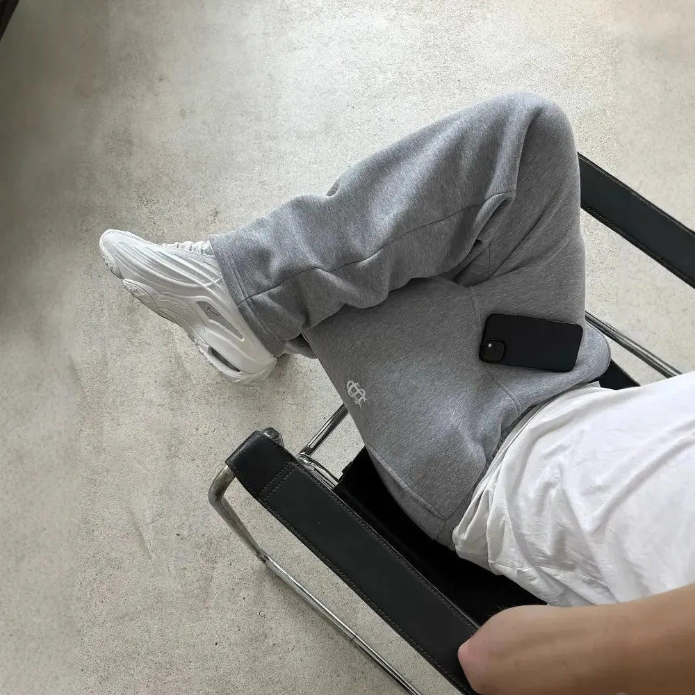 Stretch Rope Zipper Sweatpants Solid Color Casual