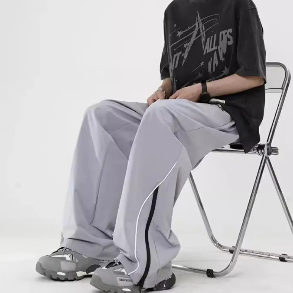Striped Wide-Leg Quick-Drying Sweatpants