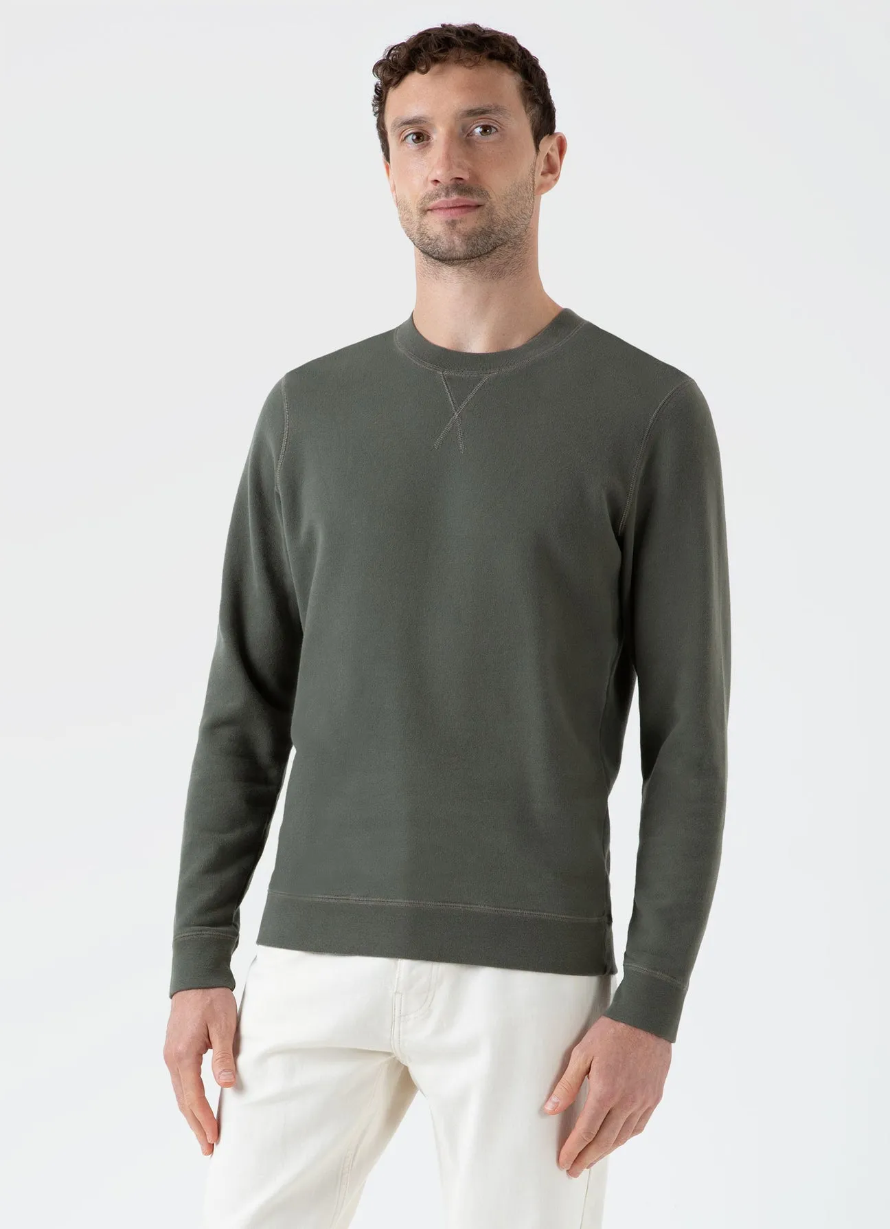 Sunspel Loopback Sweatshirt Khaki