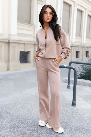 Tailored Bomber Set with Wide-Leg Pants