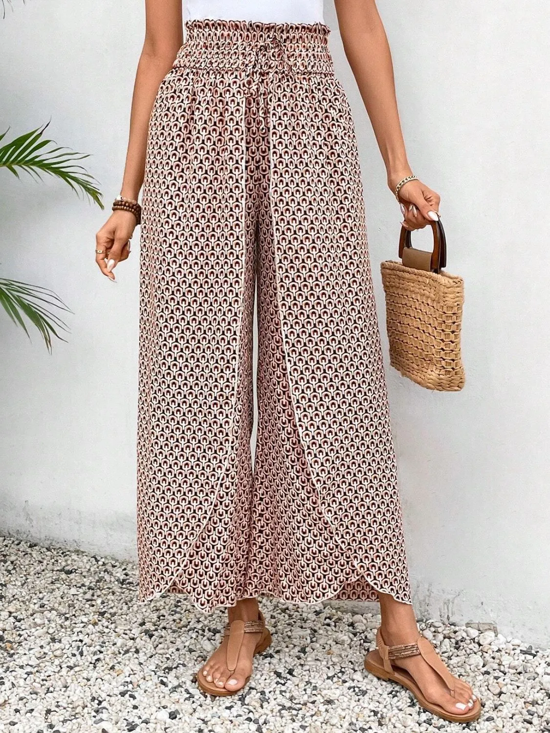 Tally Tied Printed Wide Leg Pants