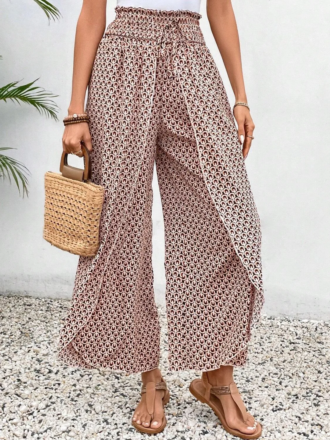 Tally Tied Printed Wide Leg Pants