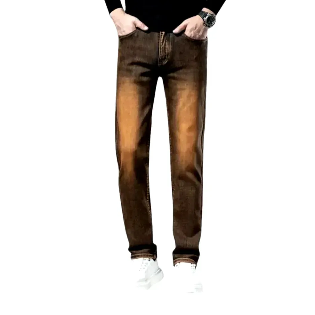 Tapered fit fleece lined men's jeans