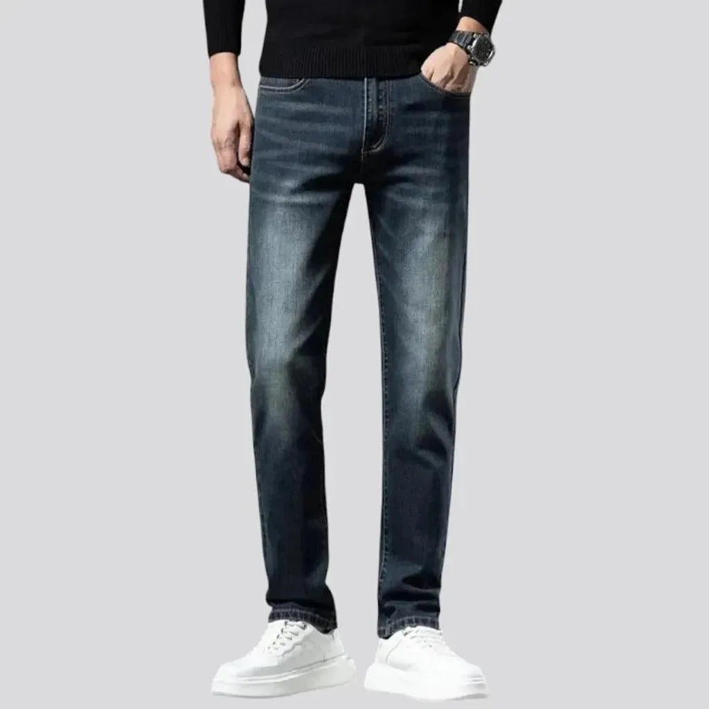 Tapered fit fleece lined men's jeans