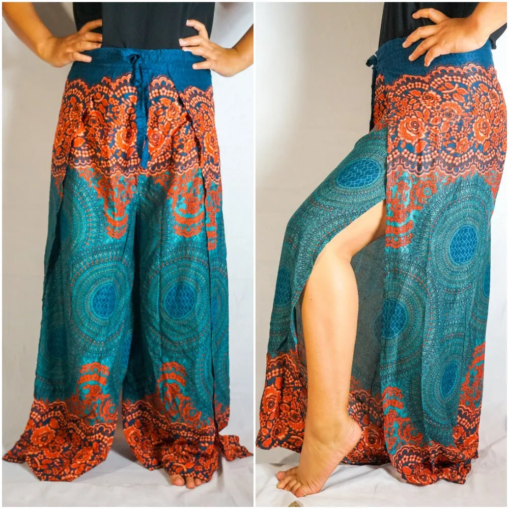 Teal Palazzo Wrap Pants