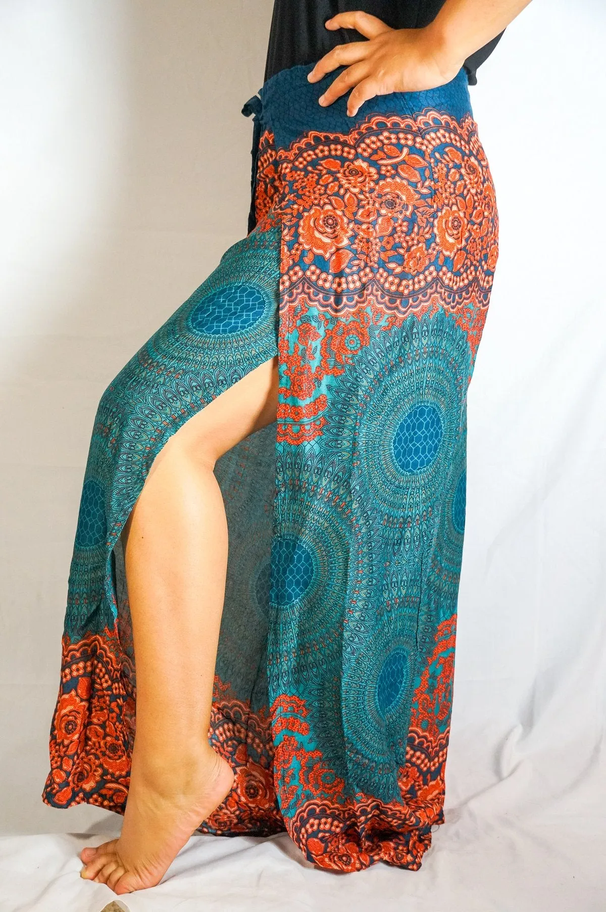 Teal Palazzo Wrap Pants