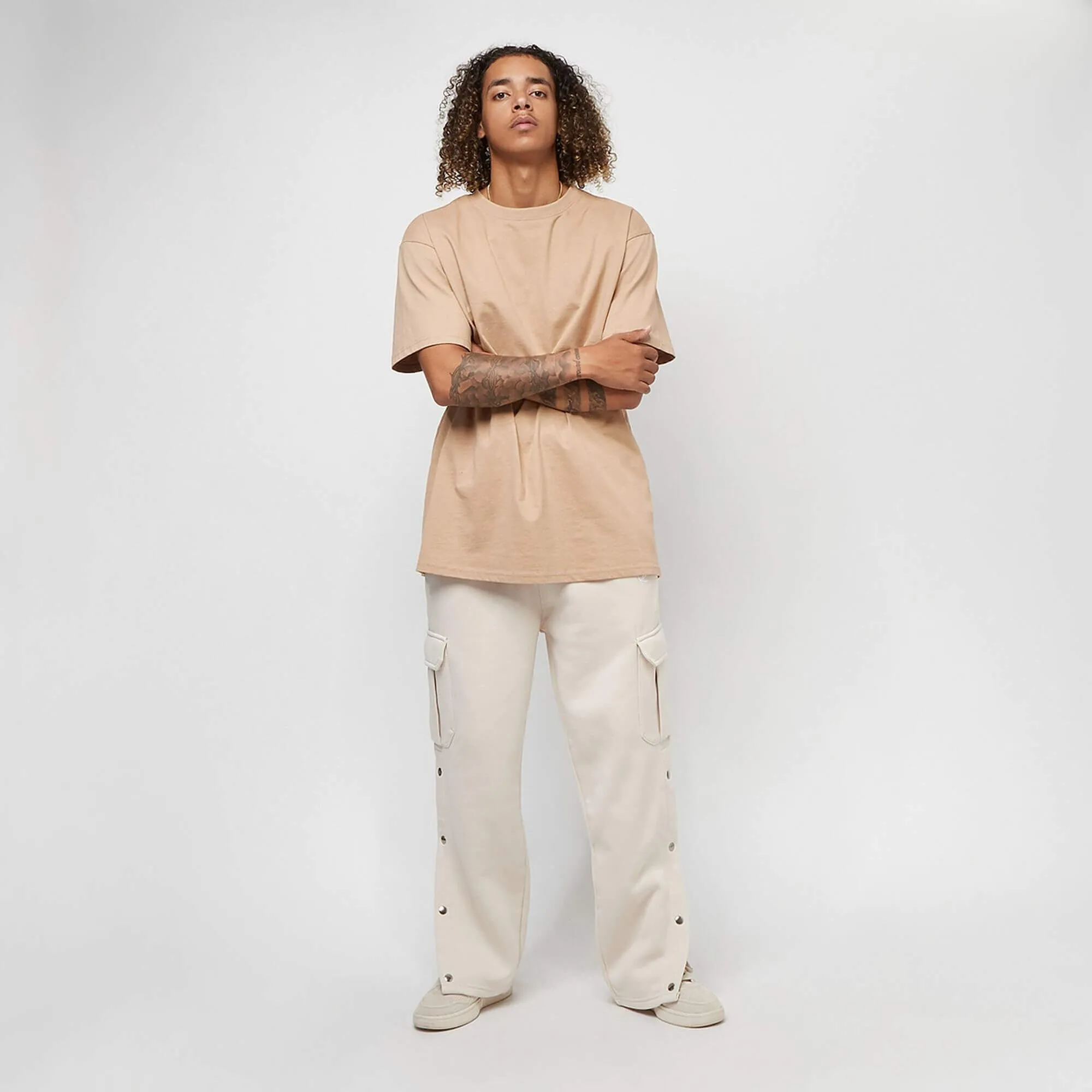 Tepláky Kapsáče Karl Kani Small Signature Straight Leg Cargo Sweatpants bledohnedé