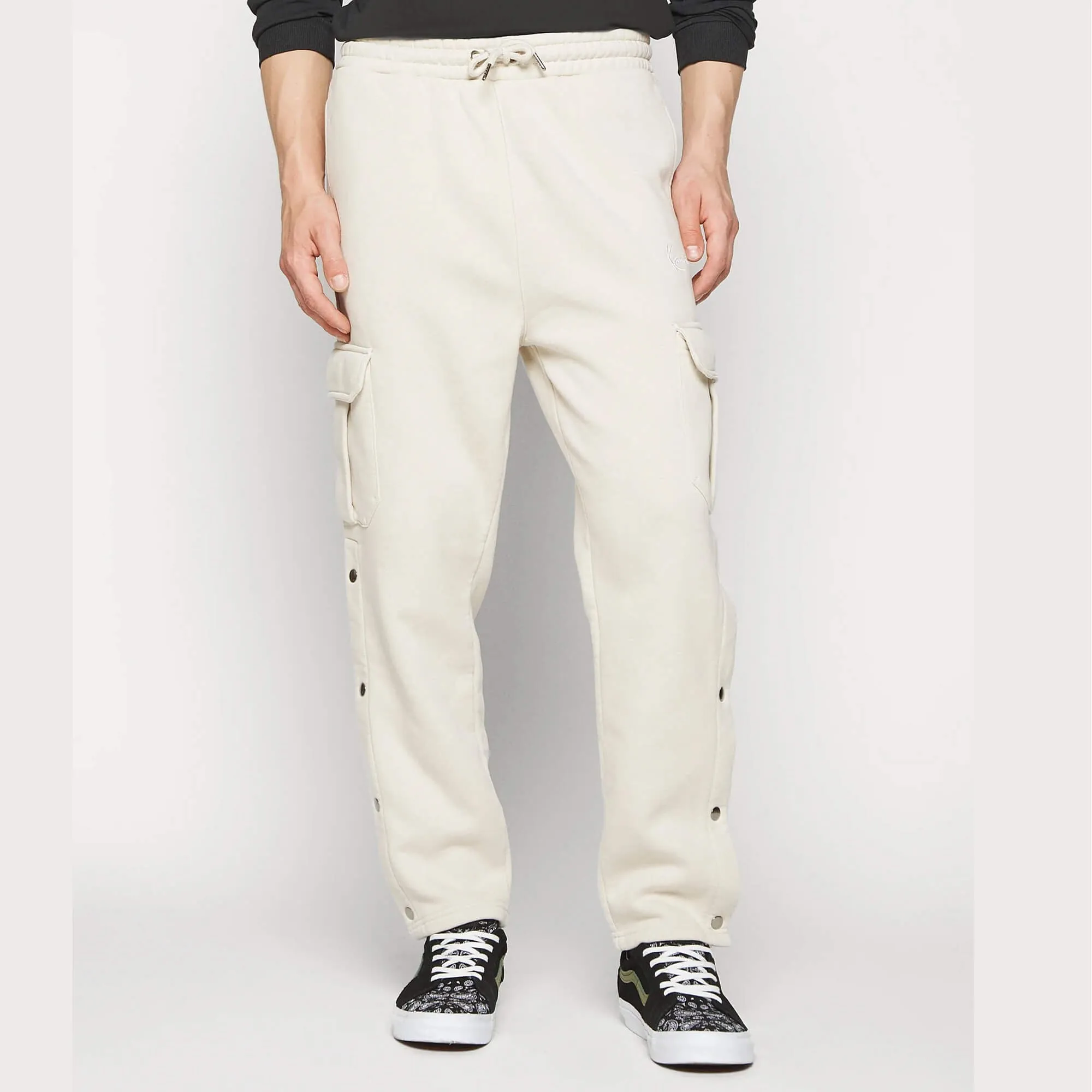 Tepláky Kapsáče Karl Kani Small Signature Straight Leg Cargo Sweatpants bledohnedé