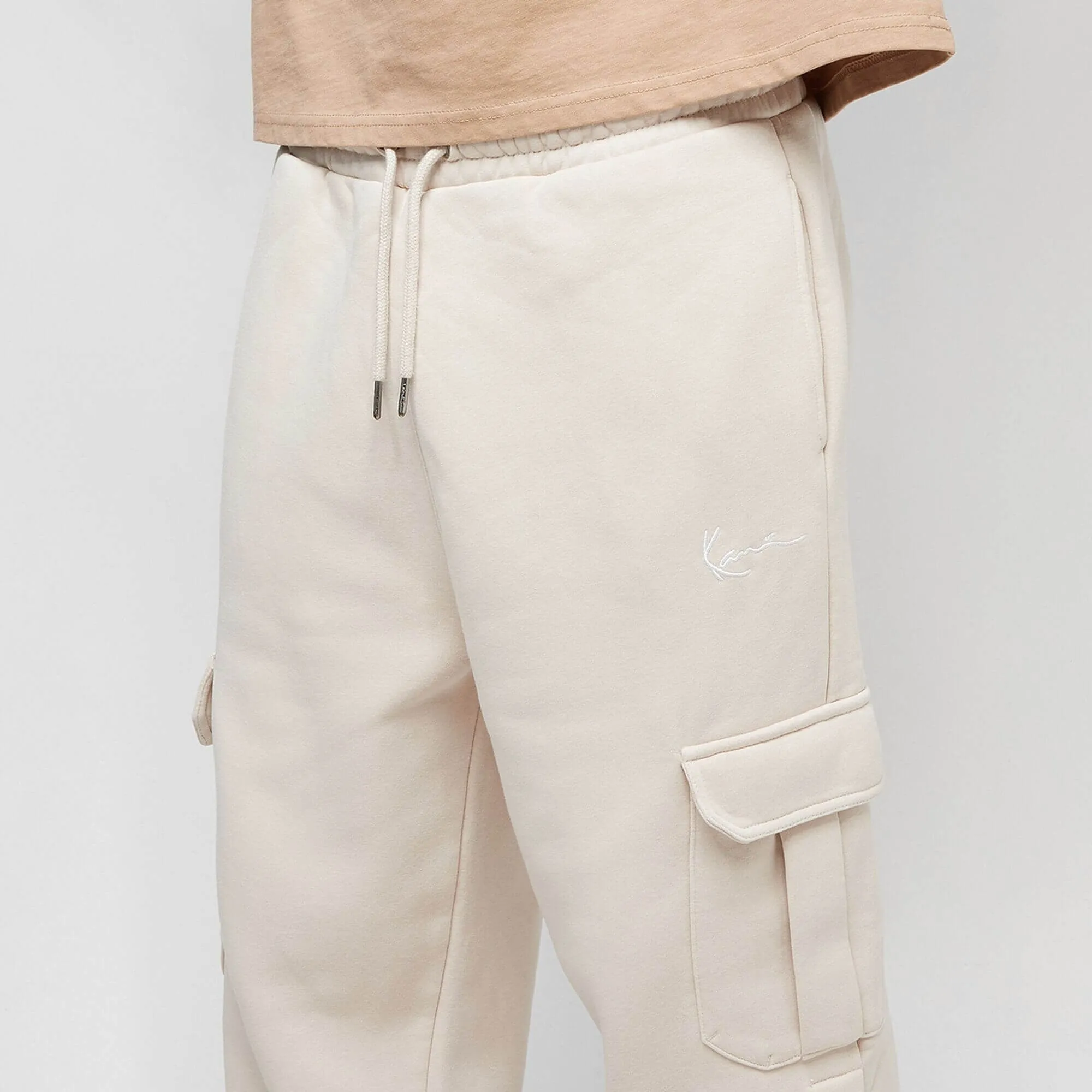 Tepláky Kapsáče Karl Kani Small Signature Straight Leg Cargo Sweatpants bledohnedé