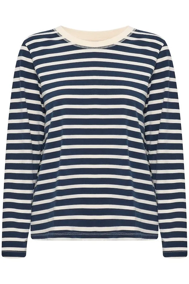 The Rong Stripe Long Sleeve by Part Two - Dark Navy - PLUS