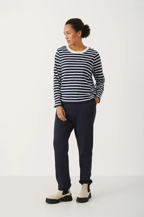 The Rong Stripe Long Sleeve by Part Two - Dark Navy - PLUS