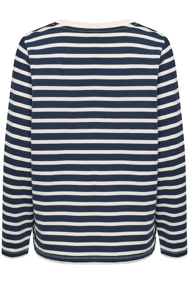 The Rong Stripe Long Sleeve by Part Two - Dark Navy - PLUS