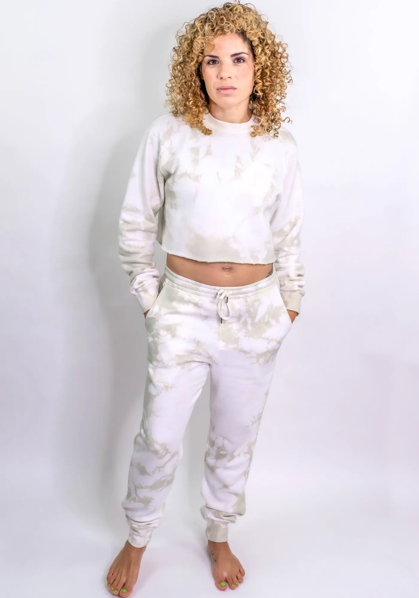 Tie-Dye Boyfriend Fleece Jogger Sweatpants – White Sands
