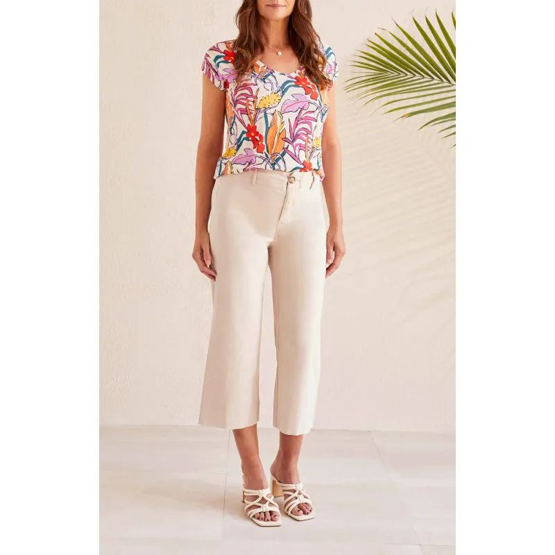 Tribal High Rise Fly Front Capri