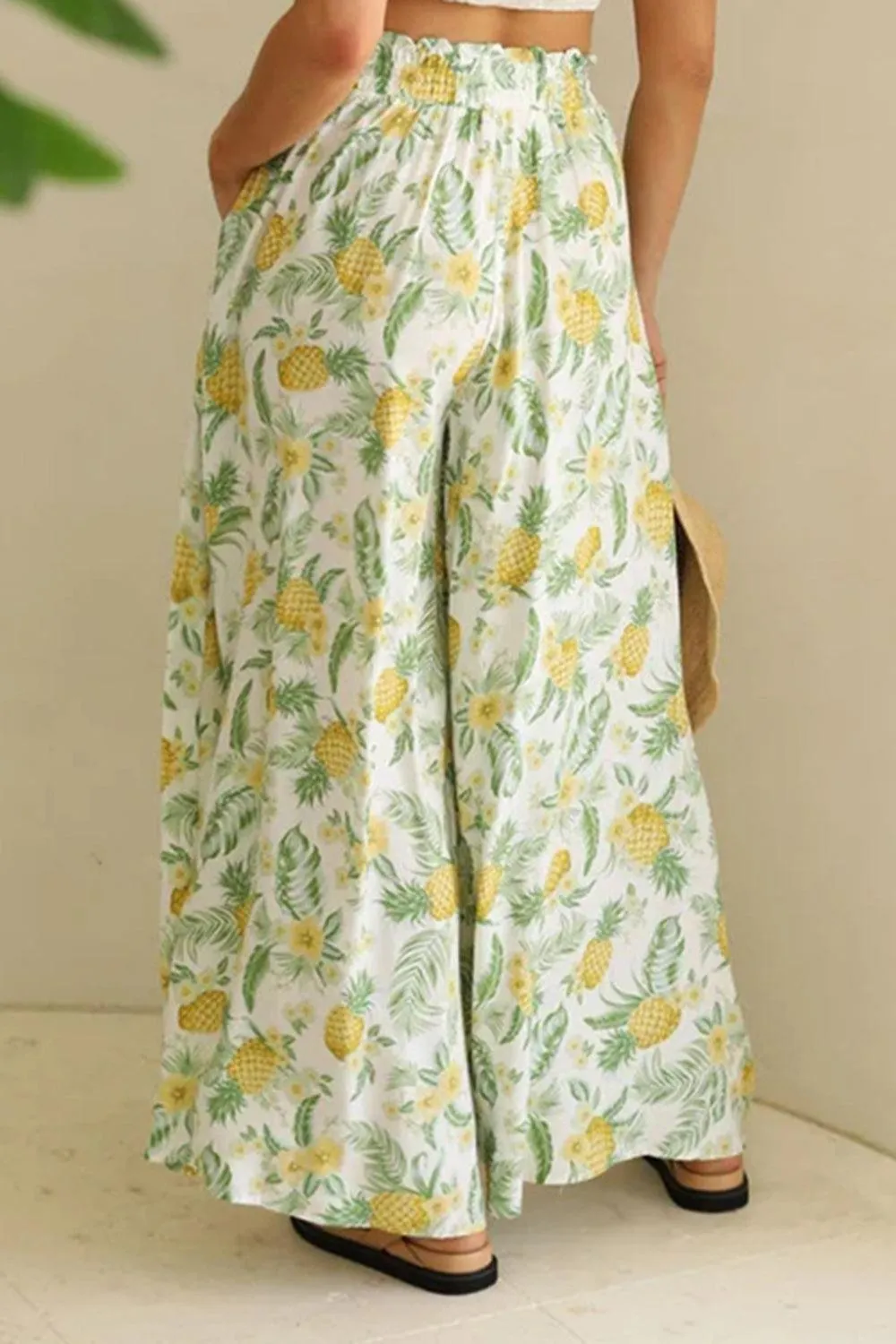 Tropic Flair High Elastic Waist Wide Leg Palazzo Pants
