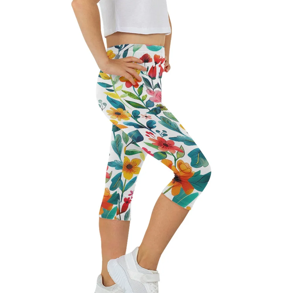 Tropical Bloom Kids' Capri Yoga Pants
