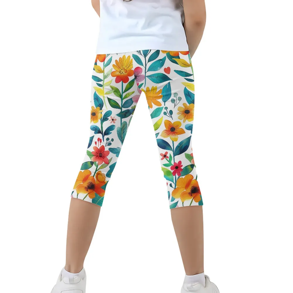 Tropical Bloom Kids' Capri Yoga Pants