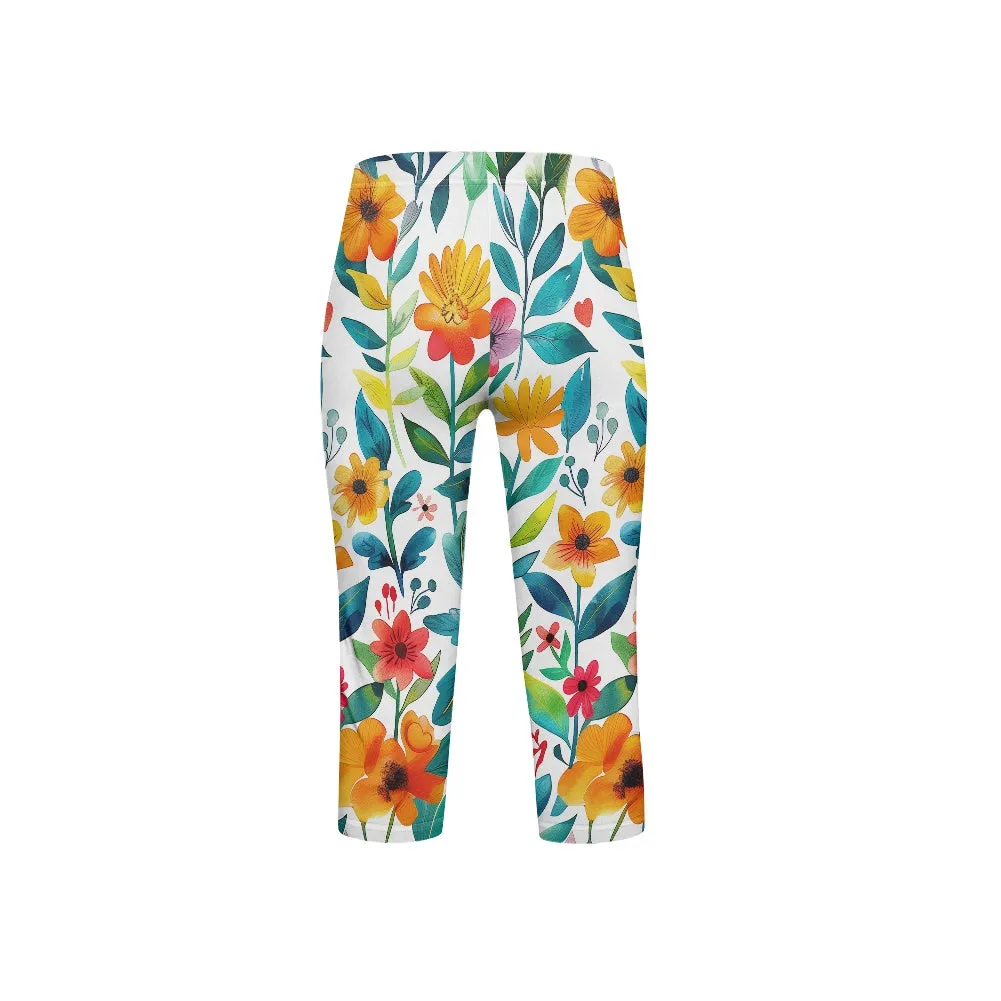 Tropical Bloom Kids' Capri Yoga Pants