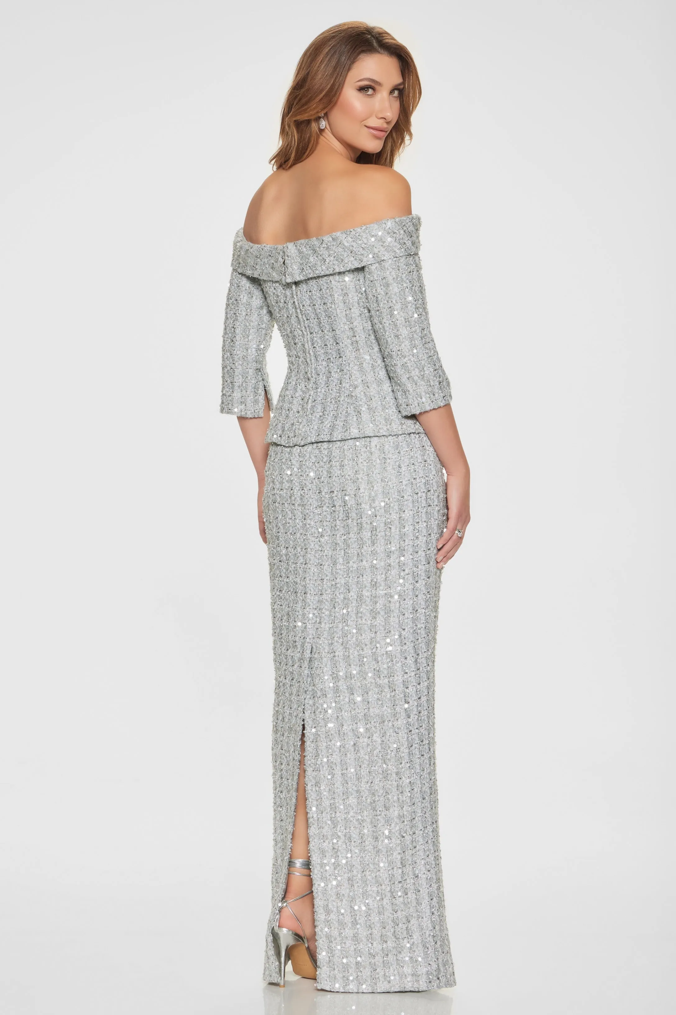 Tweed and Sequin 3 Piece Suit With Palazzo Pant