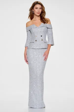 Tweed and Sequin 3 Piece Suit With Palazzo Pant