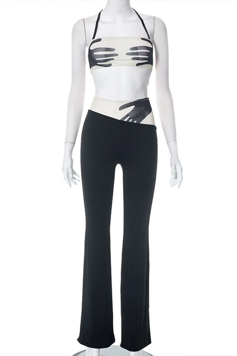 UG0270 Mesh Bandeau Top and Pants Set