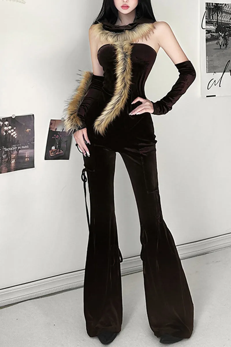 UI0353 Velour Long Pants Set