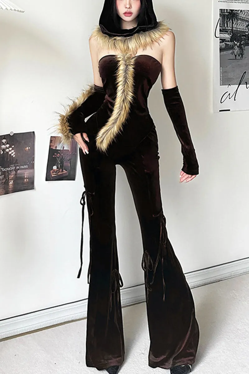 UI0353 Velour Long Pants Set