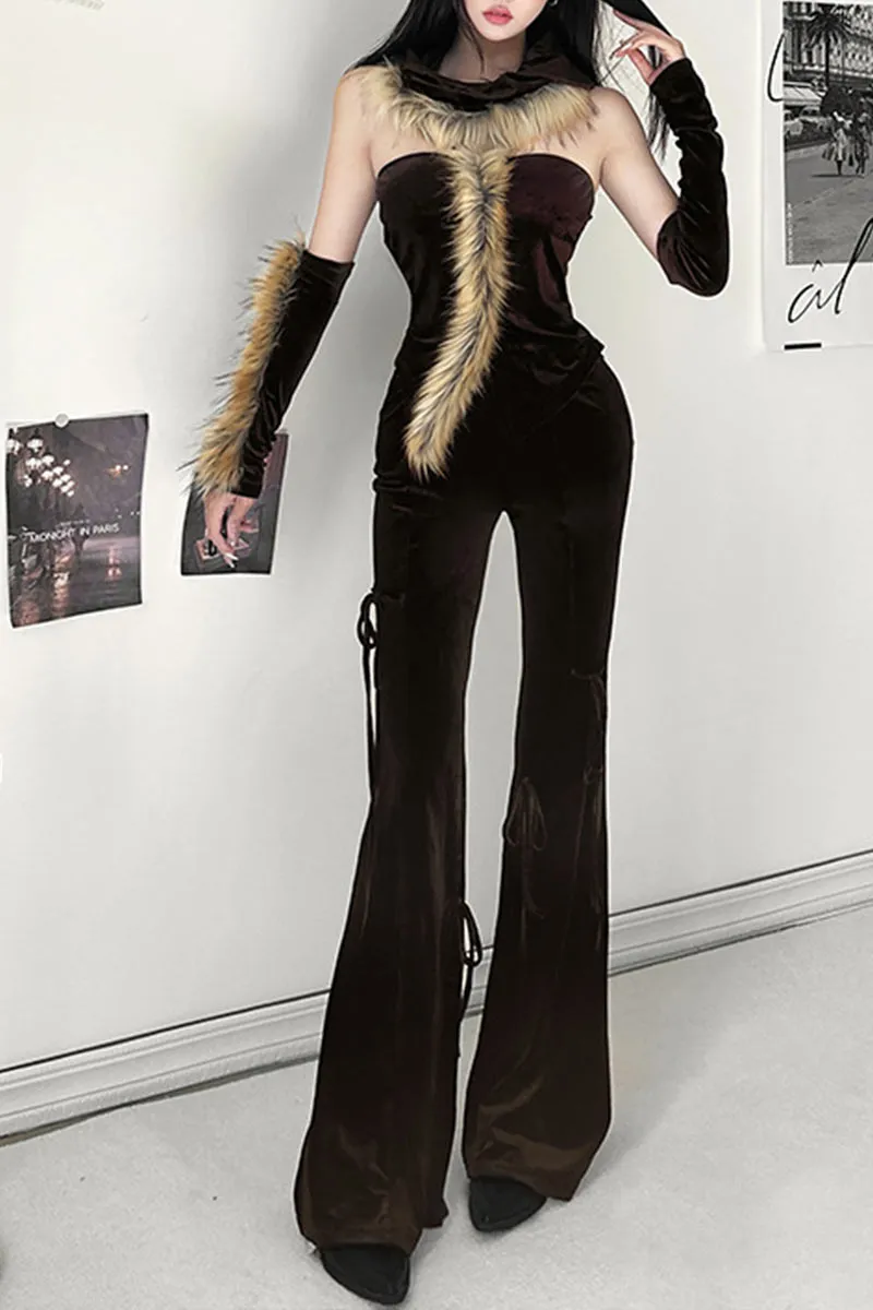 UI0353 Velour Long Pants Set