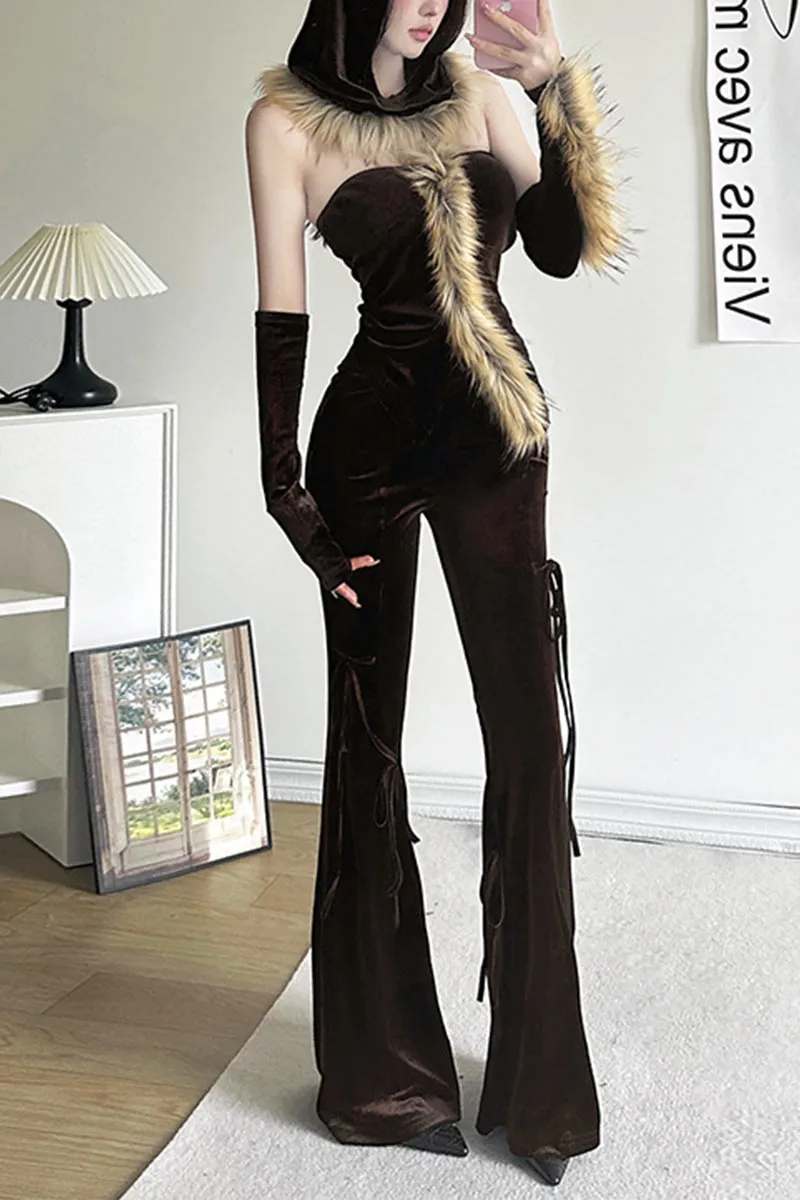 UI0353 Velour Long Pants Set