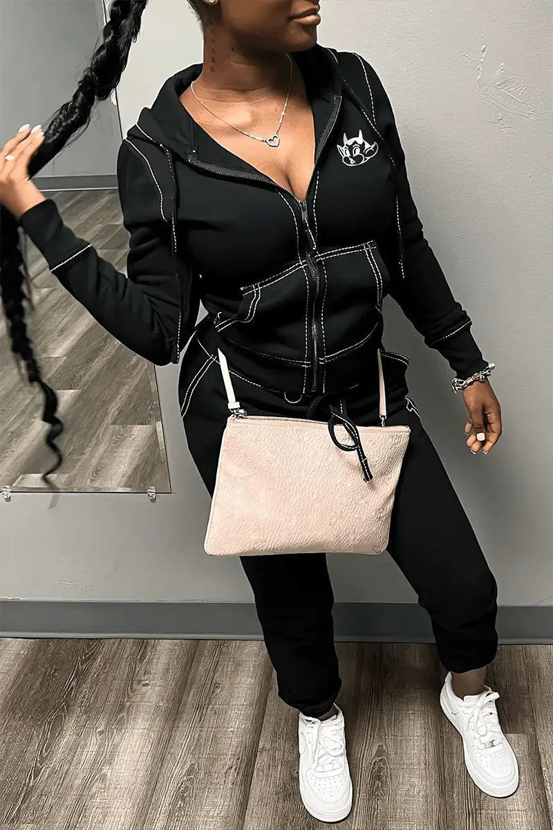 UJ0506 Fleece Graphic Tracksuit Set
