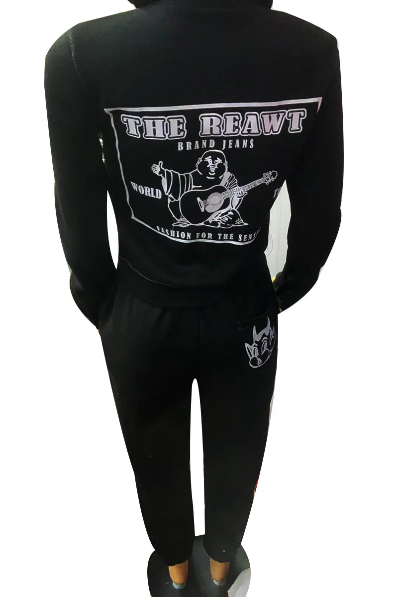 UJ0506 Fleece Graphic Tracksuit Set