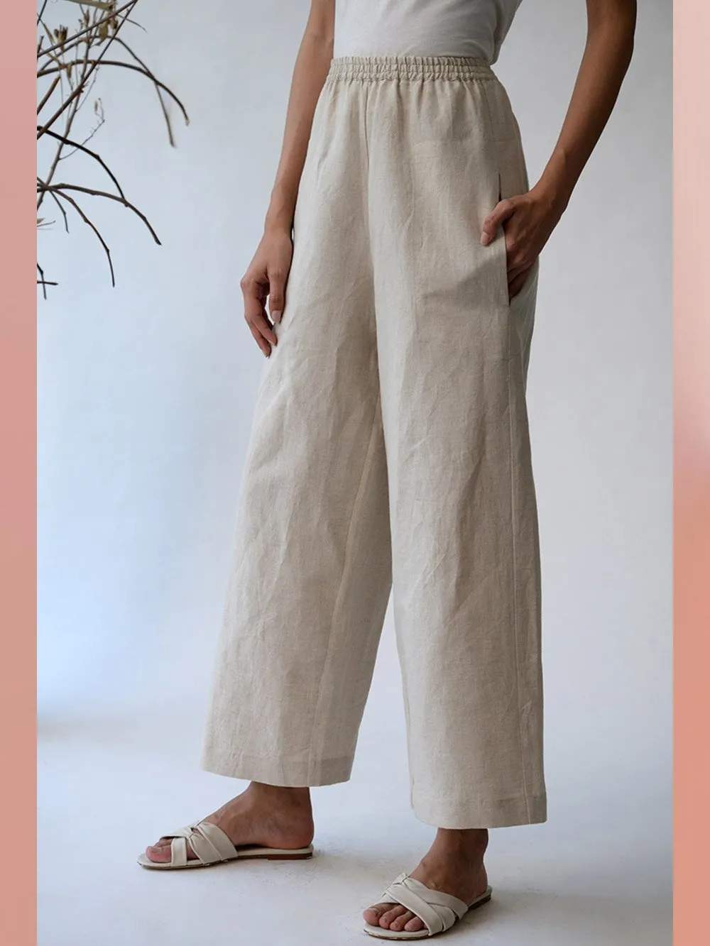 UMBAR by Payal Pratap   I   Palazzo Pants Topansar   I   Our Wide Leg Slightly Cropped Pants Are Elasticated For That Comfortable Fit And Are Cut Away From The Body For That Perfect Summer Day