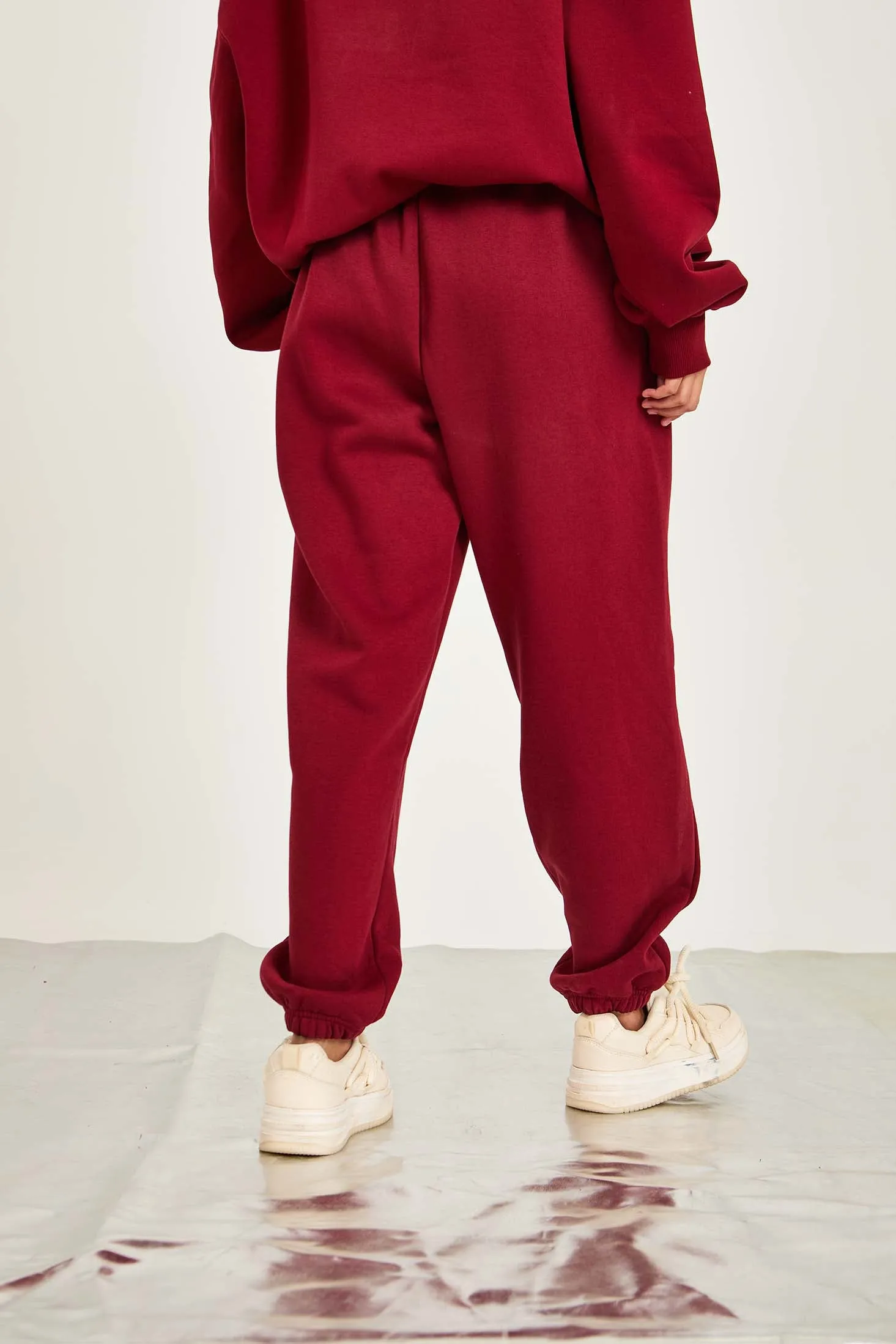 Unisex Loose Fit Sweat Pant Burgundy