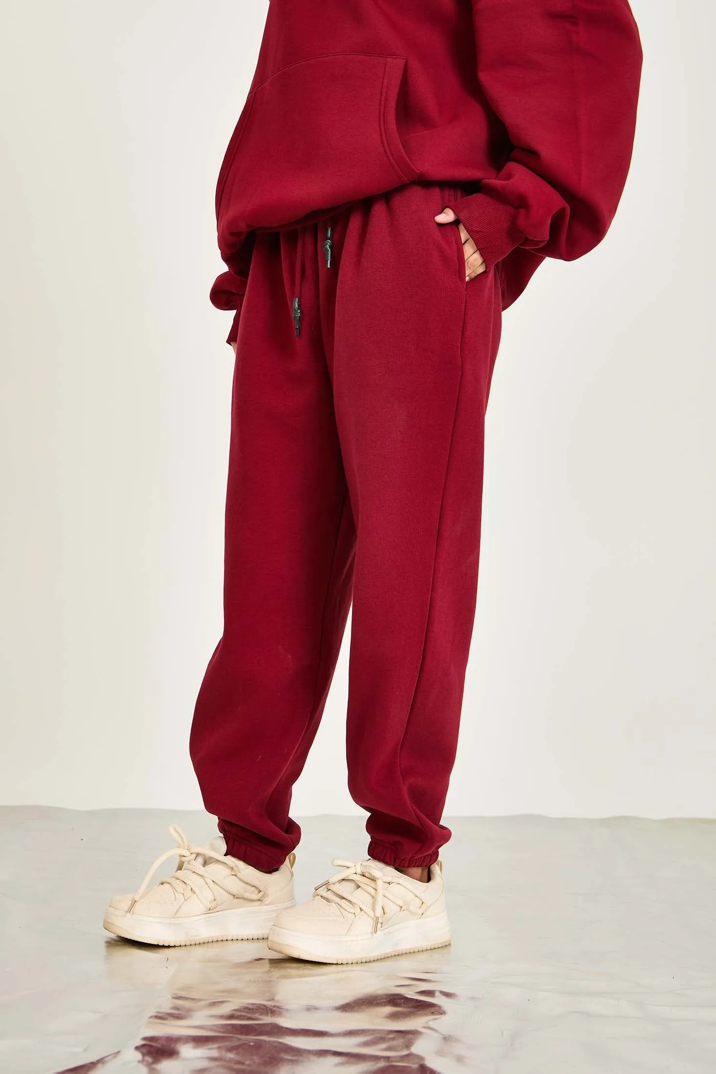 Unisex Loose Fit Sweat Pant Burgundy