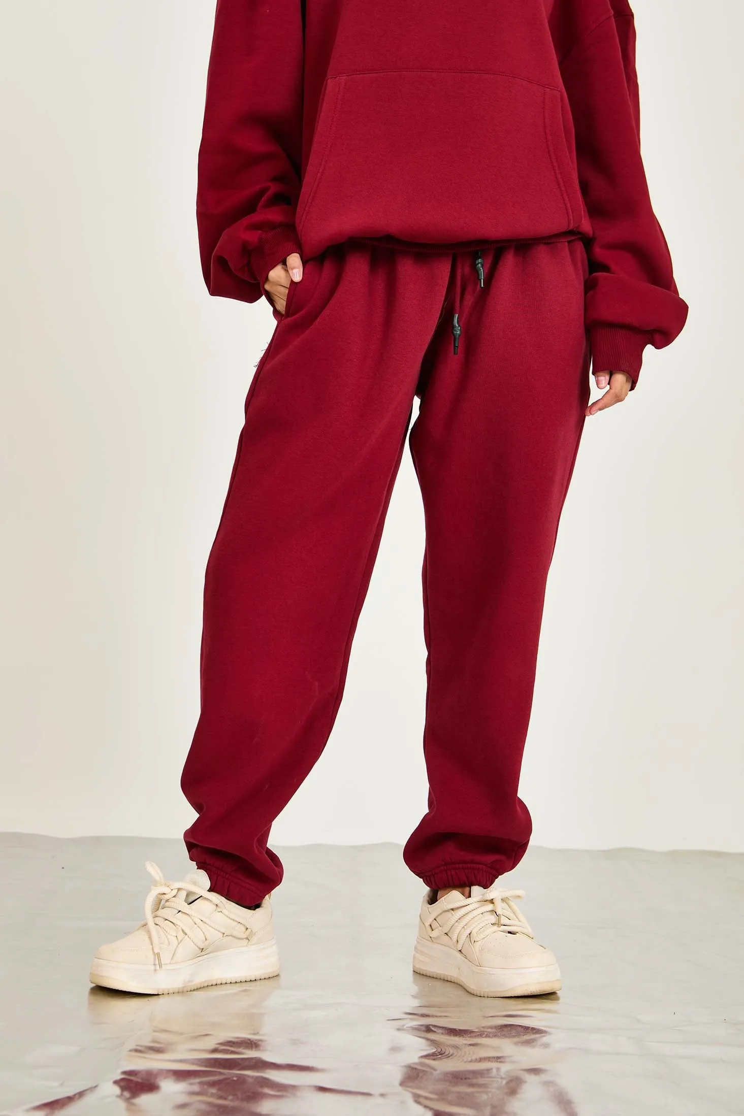 Unisex Loose Fit Sweat Pant Burgundy