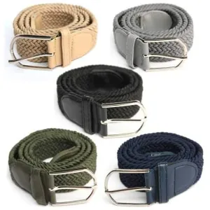 Unisex Men Women Elastic Woven Stretch Canvas Pin Buckle Belt Pants Strip