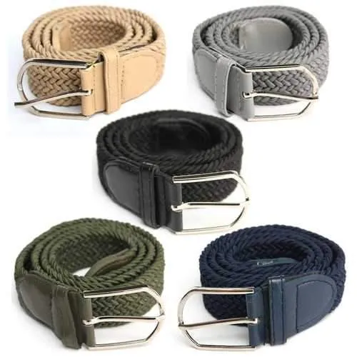 Unisex Men Women Elastic Woven Stretch Canvas Pin Buckle Belt Pants Strip